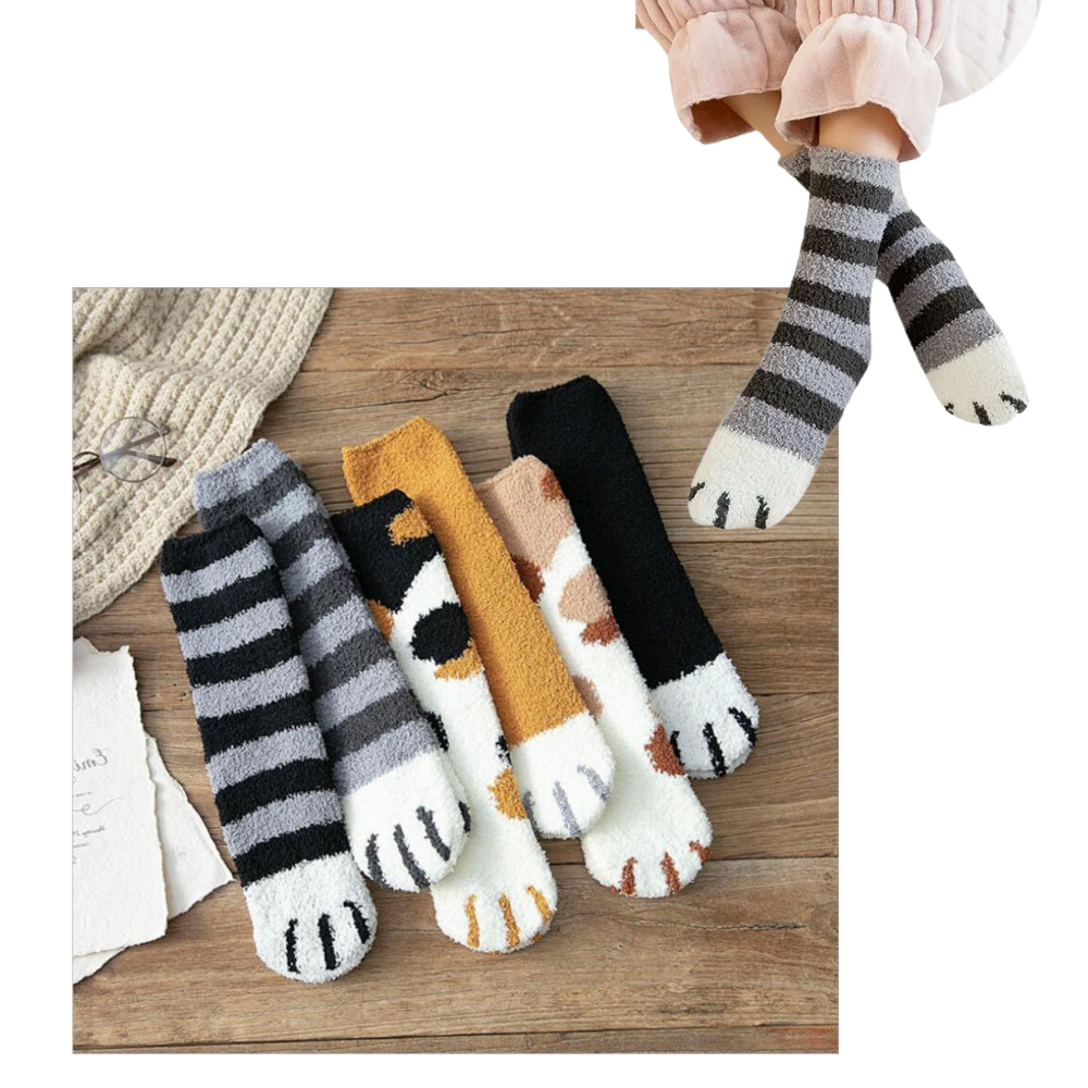 Chaussettes de hiver en pattes de chat Sihua, rayées, en laine chaude, parfaites pour garder les pieds au chaud.