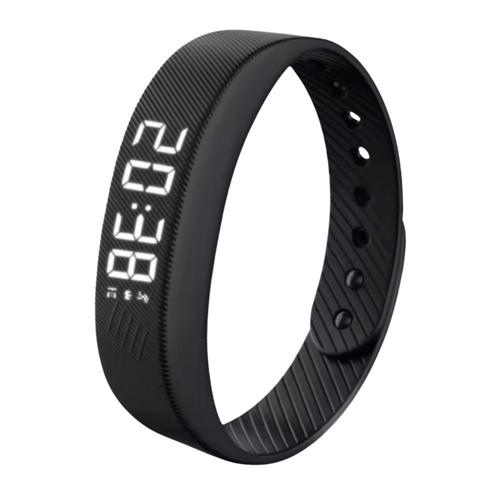 Pulseira relógio silenciosa da Arlohe, despertador discreto e confortável para usar no pulso, na cor preta.