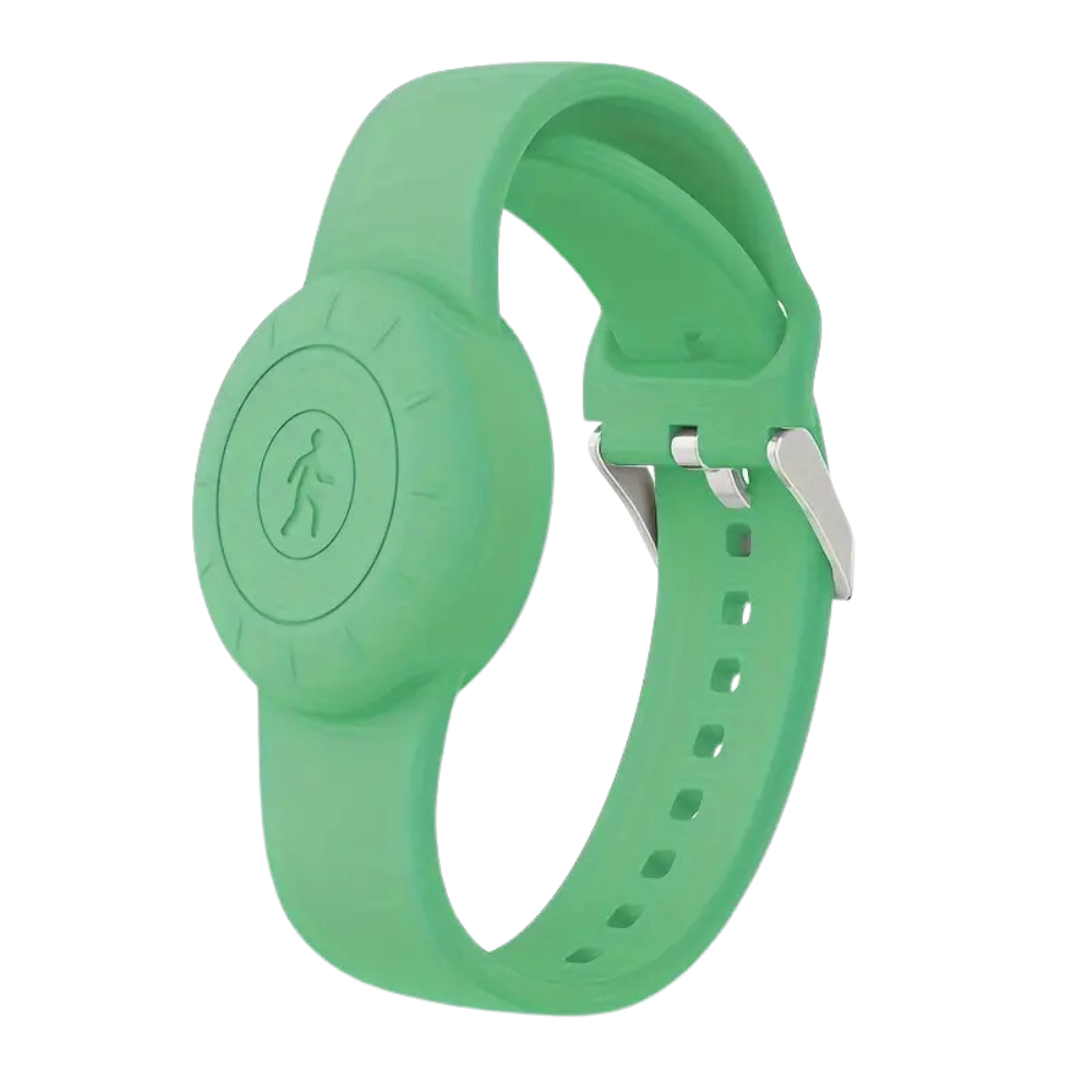 Pulseira de silicone Universal para AirTag, em verde, com design confortável e resistente para rastreamento.