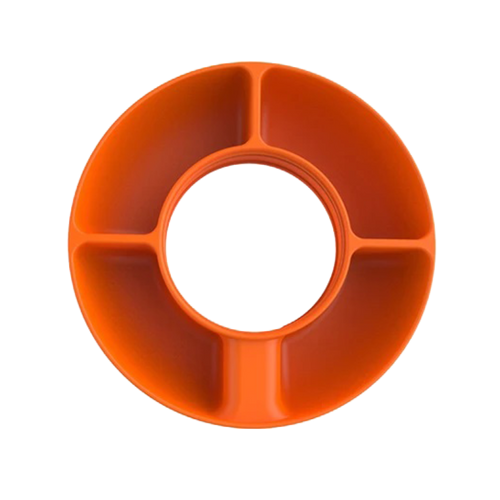 Anel de silicone para lanche de caneca Stanley, acessório de cozinha da marca Smachin, em cor laranja, ajustado na borda da caneca.