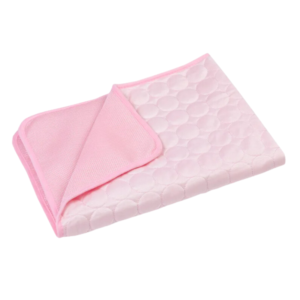 Tapete refrescante em seda para animais de estimação, acessório para cães da marca Follure, cor rosa, com superfície macia e confortável.