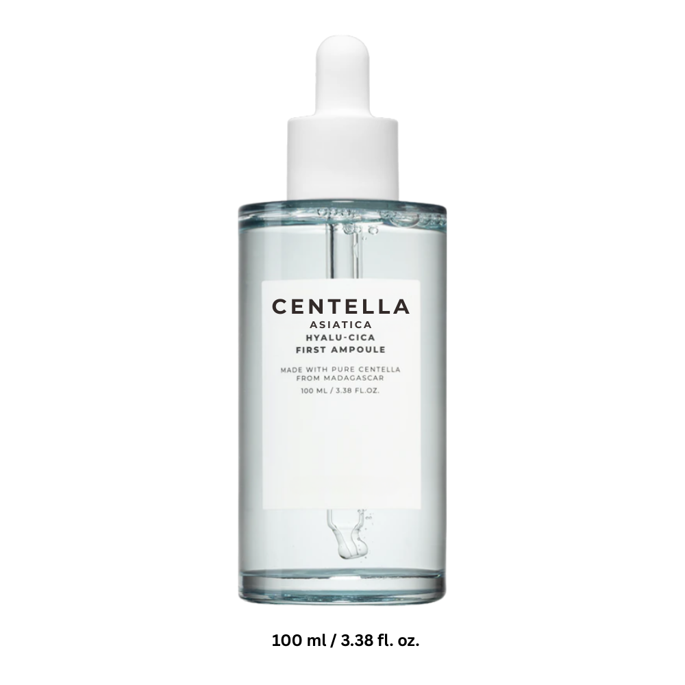 Sérum à la Centella Skin1004 en flacons-ampoules, cosmétique pour soin de la peau, texture fraîche et hydratante.