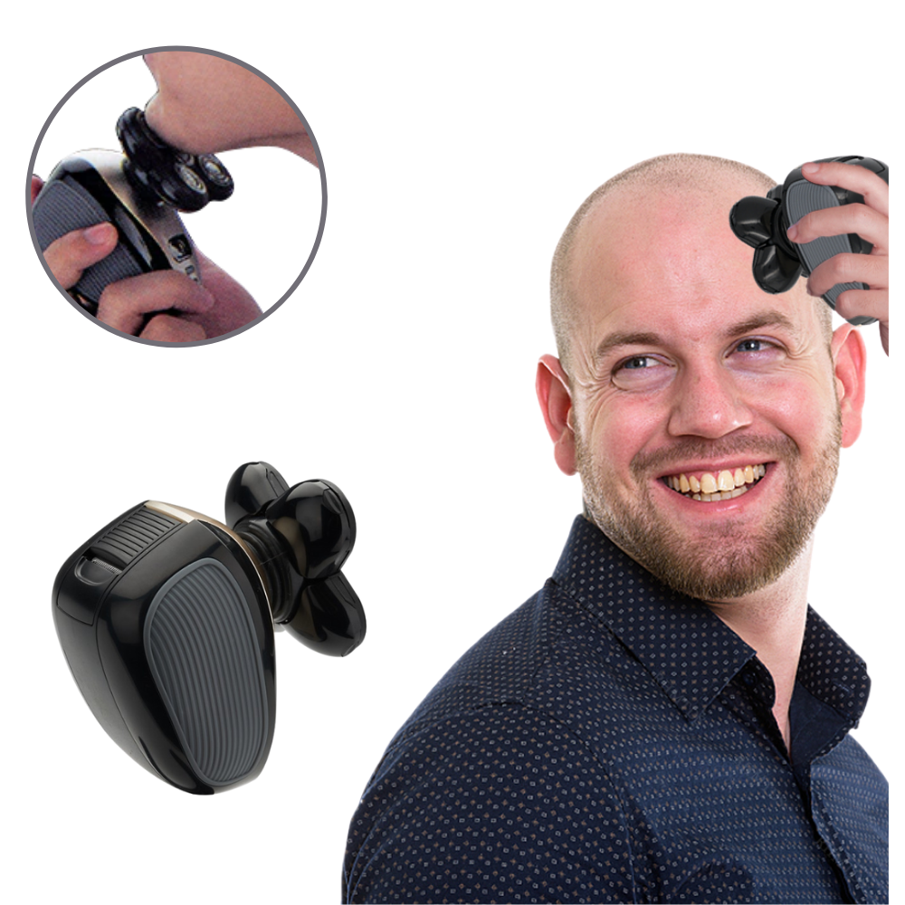 Rasoir elétrico portátil Skull-Shaver para cuidados com a pele e barbear, com design compacto e lâminas afiadas.