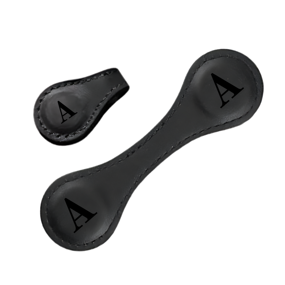 Marcador de página magnético em couro personalizado da Menrkoo, design elegante e resistente na cor preta.