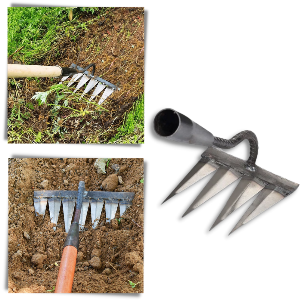 Scarificateur de jardin da marca Slhenay com 4 dentes, ferramenta de jardinagem para arejar e cuidar do solo.