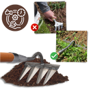 Scarificateur de jardin Slhenay com 4 dentes, ferramenta de jardinagem para arejar e cuidar do solo do jardim.