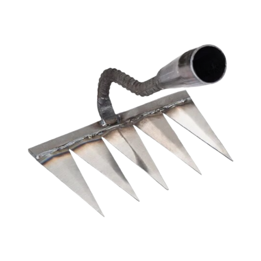 Scarificateur de jardin rápido Slhenay com lâminas de 4 dentes para arejar o solo em tarefas de jardinagem.
