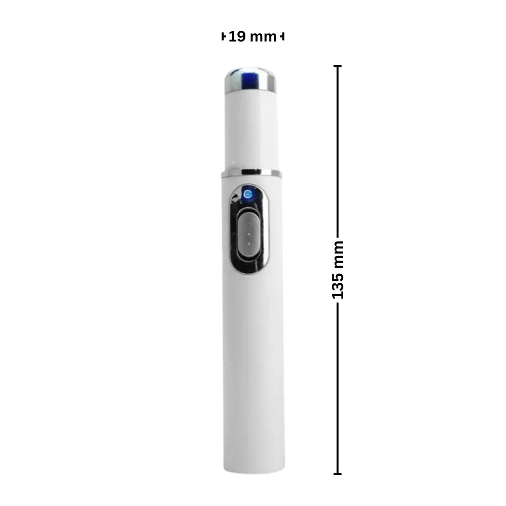 Caneta a laser azul da Smallbee para cosméticos, usada na eliminação de manchas na pele, com design compacto e portátil.