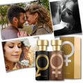 Perfume à base de phéromones Smallbee pour hommes e mulheres, frasco com design elegante e líquido transparente.