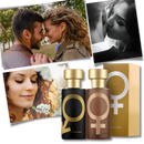 Perfume à base de phéromones Smallbee pour hommes e mulheres, frasco com design elegante e líquido transparente.