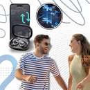 Fones de ouvido Bluetooth Joygrow para tradução, com design compacto e conectividade sem fio, ideal para comunicação multilíngue.
