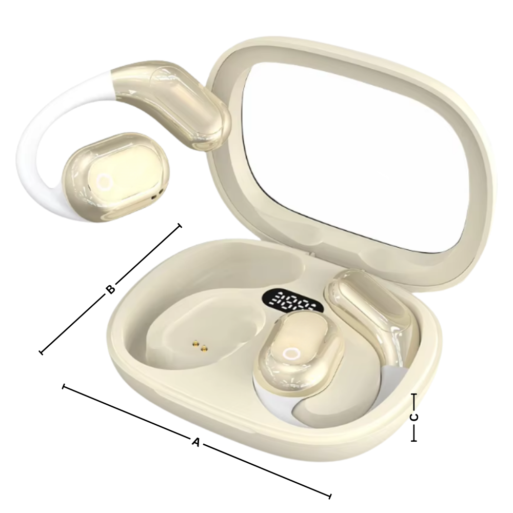 Fones de ouvido Bluetooth Joygrow com tradução inteligente, componentes de áudio com design compacto e tecnologia avançada.