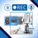 Suporte para telefone inteligente Maboto com estabilizador, IA de rastreamento e carregamento rápido, compatível com câmeras e acessórios.