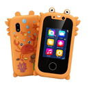 Suporte móvel Topchances para telefone ou tablet, com pés e tripé, em cor laranja, ideal para uso interativo e estável.