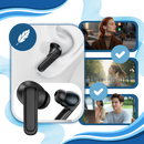 Fones de ouvido Bluetooth com cancelamento de ruído e tela sensível ao toque, marca Lelisten, design compacto e durável.