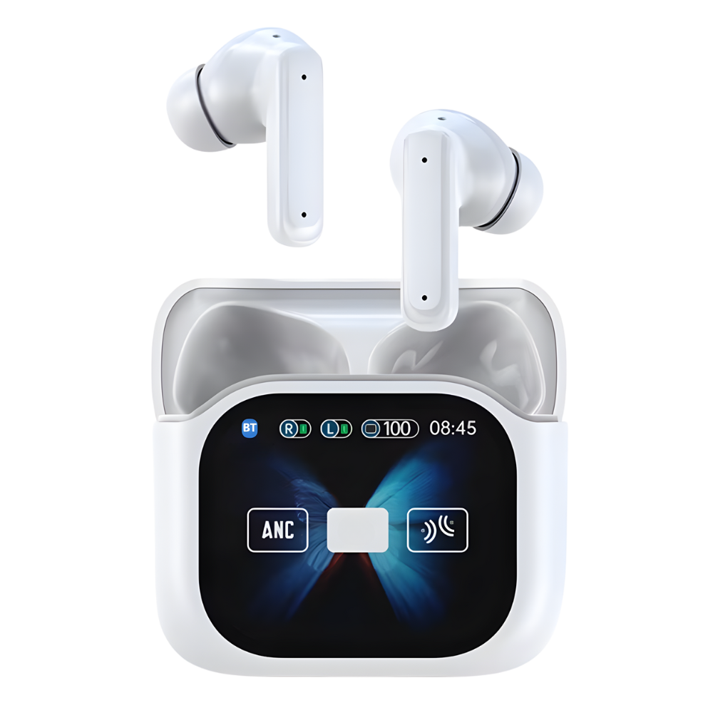 Fones de ouvido Bluetooth com cancelamento de ruído e tela sensível ao toque, marca Lelisten, cor branca, componentes de áudio