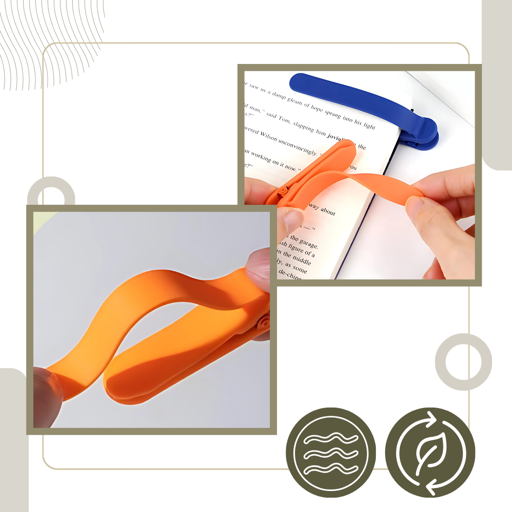 Marcador de página inteligente em silicone ecológico da Frcolor, com design sustentável e resistente para marcar páginas de livros.