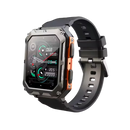 Relógio militar inteligente da Meterk com pulseira laranja, visor digital e design tático robusto para uso ao ar livre.