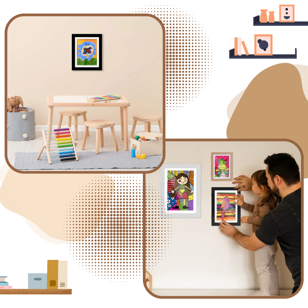 Quadro para foto HearthSong Lil Davinci com acabamento liso, ideal para exibir fotos criativas e decorativas.