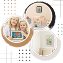 Quadro de foto HearthSong Lil Davinci com acabamento liso e polido, destaque para design elegante e acabamento suave.