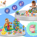 Blocos de construção magnéticos Netjett, brinquedos criativos para montar e explorar formas e estruturas.