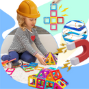 Blocos de construção magnéticos da Netjett, brinquedo de montagem com peças coloridas para criar formas e estruturas.