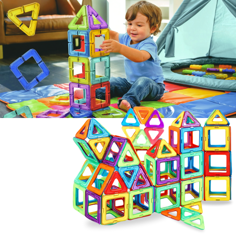 Blocos magnéticos de construção Netjett para montar e criar estruturas criativas com brinquedos de construção.