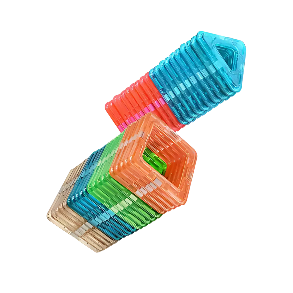 Blocos de construção magnéticos da Netjett, mini, para montar e criar formas com peças coloridas e seguras.