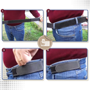 Cinturão elástico sem fivela Kuluzego, na lateral, mostrando design ajustável e confortável para uso diário.