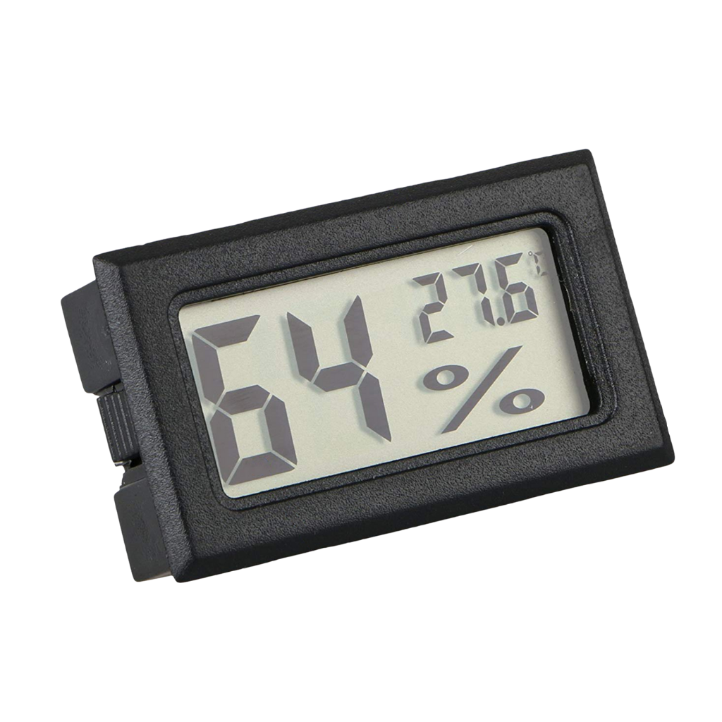 Mini termômetro e higrômetro digital Sodial com tela LCD para medição de temperatura e umidade.