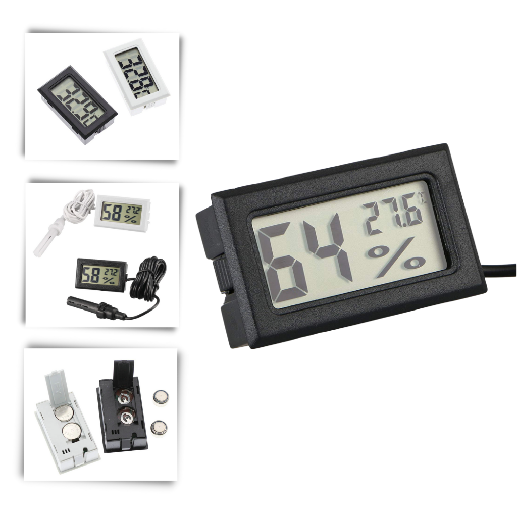 Mini termômetro e higrômetro digital Sodial com visor LCD, ferramenta de medição de temperatura e umidade, usado para ambientes.