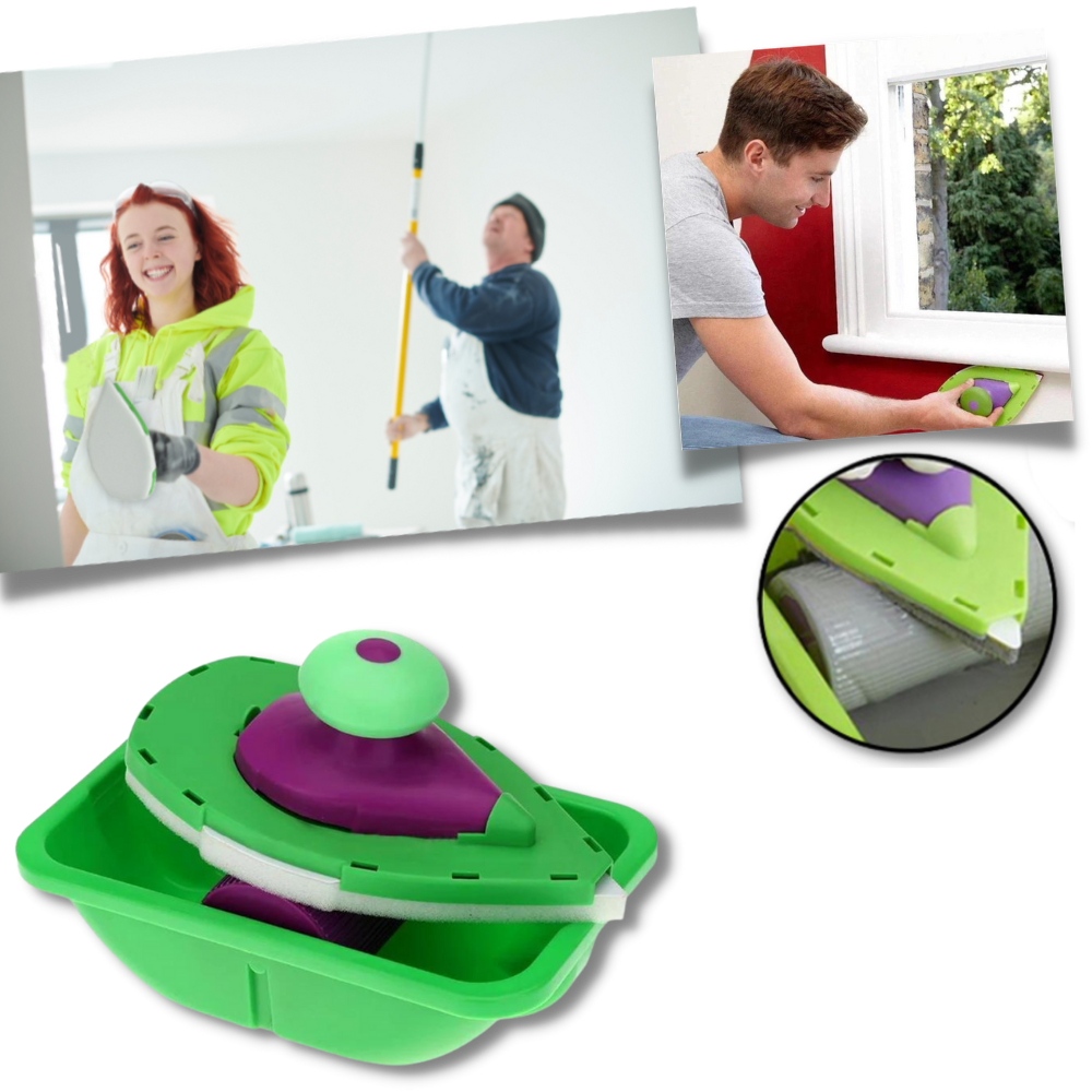 Conjunto de ferramentas de pintura Sodial com rolos e esponja para aplicar tinta em paredes e superfícies.