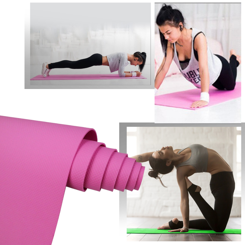 Tapete de yoga antiderrapante azul da Sodial para Pilates e yoga, compacto e ideal para viagens.