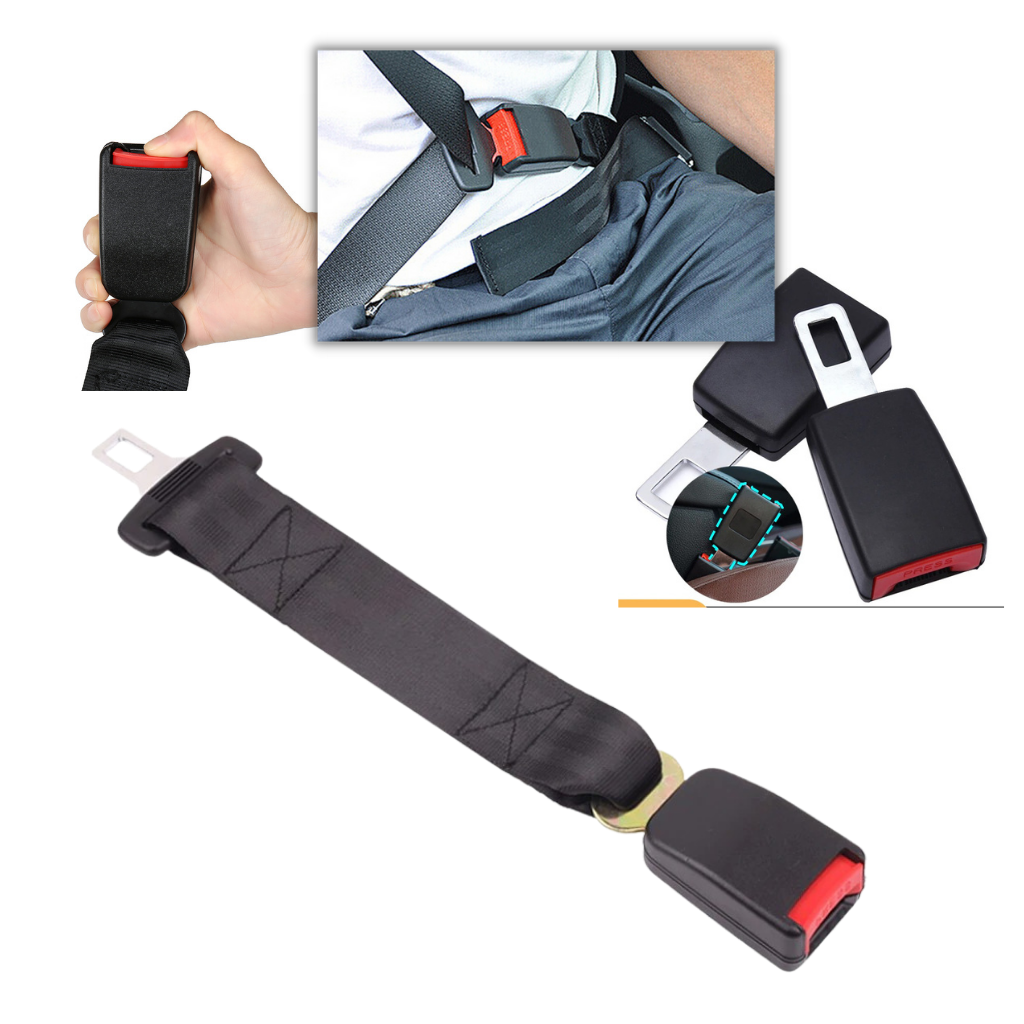 Rallonge universal para cinto de segurança Sodial, acessório de segurança veicular em plástico preto.