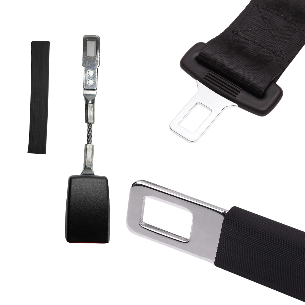 Rallonge universelle de ceinture de sécurité Sodial pour sécurité des véhicules, en plastique noir, avec boucle métallique.
