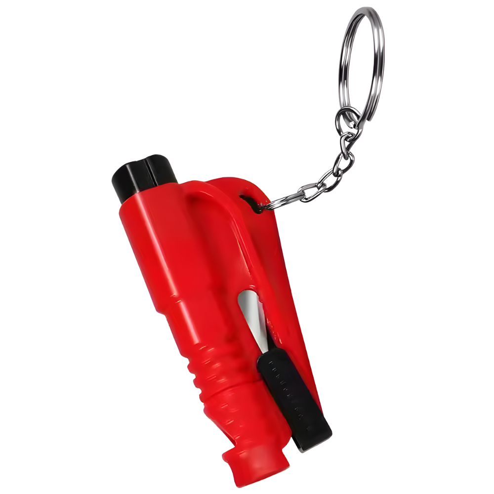 Ferramenta de segurança para veículos Sodial, 2 em 1, quebra vidro e corte de cinto de segurança, em cor preta.
