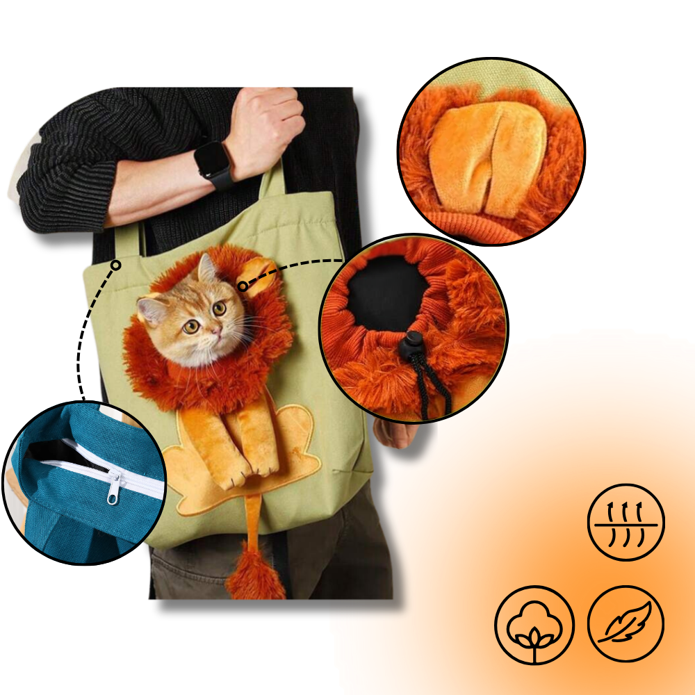 Bolsa de transporte para gatos da Clberni, leve, respirável e com estampa de leão, ideal para viagens com animais de estimação.