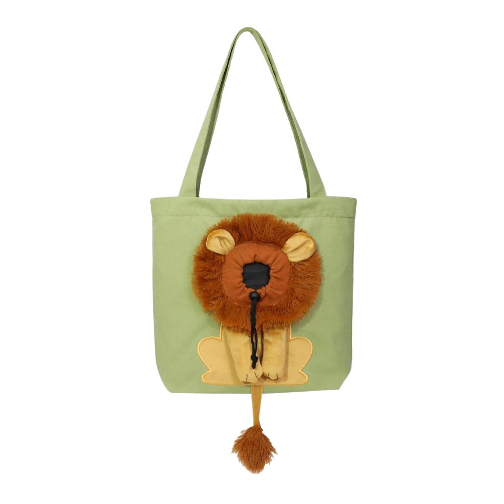 Capa de transporte para gato Lion da Clberni, feita de material macio e respirável, na cor verde.