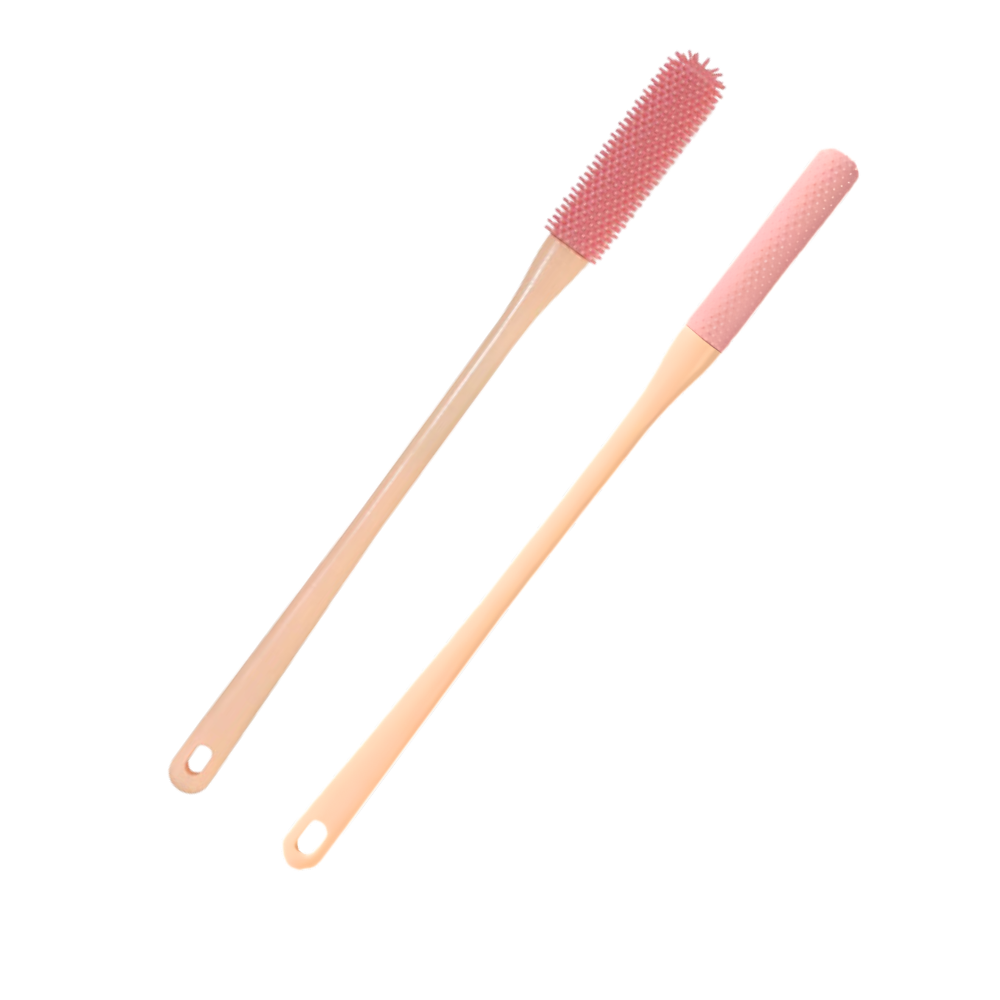 Escova de pés com cerdas macias da marca Homyl para cuidado dos pés, na cor rosa.