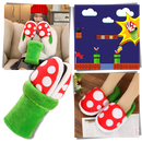 Pantuflas de pelúcia Mario com planta piranha, estilo confortável, da marca Focusnorm, ideal para fãs de jogos e cosplay.