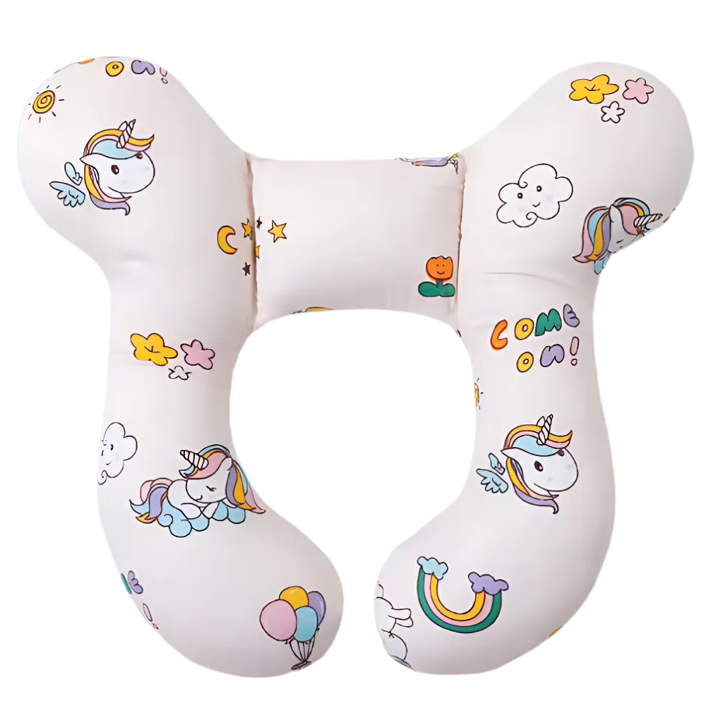 Almofada macia para bebê da Hardlegix, acessório de assento auto para recém-nascidos e crianças pequenas em tom rosa com cavalo.