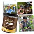 Ativador de solo para jardinagem, produto orgânico Soil Activator com nutrientes naturais, embalagem de 60g.
