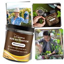 Ativador de solo para jardinagem, produto orgânico Soil Activator com nutrientes naturais, embalagem de 60g.