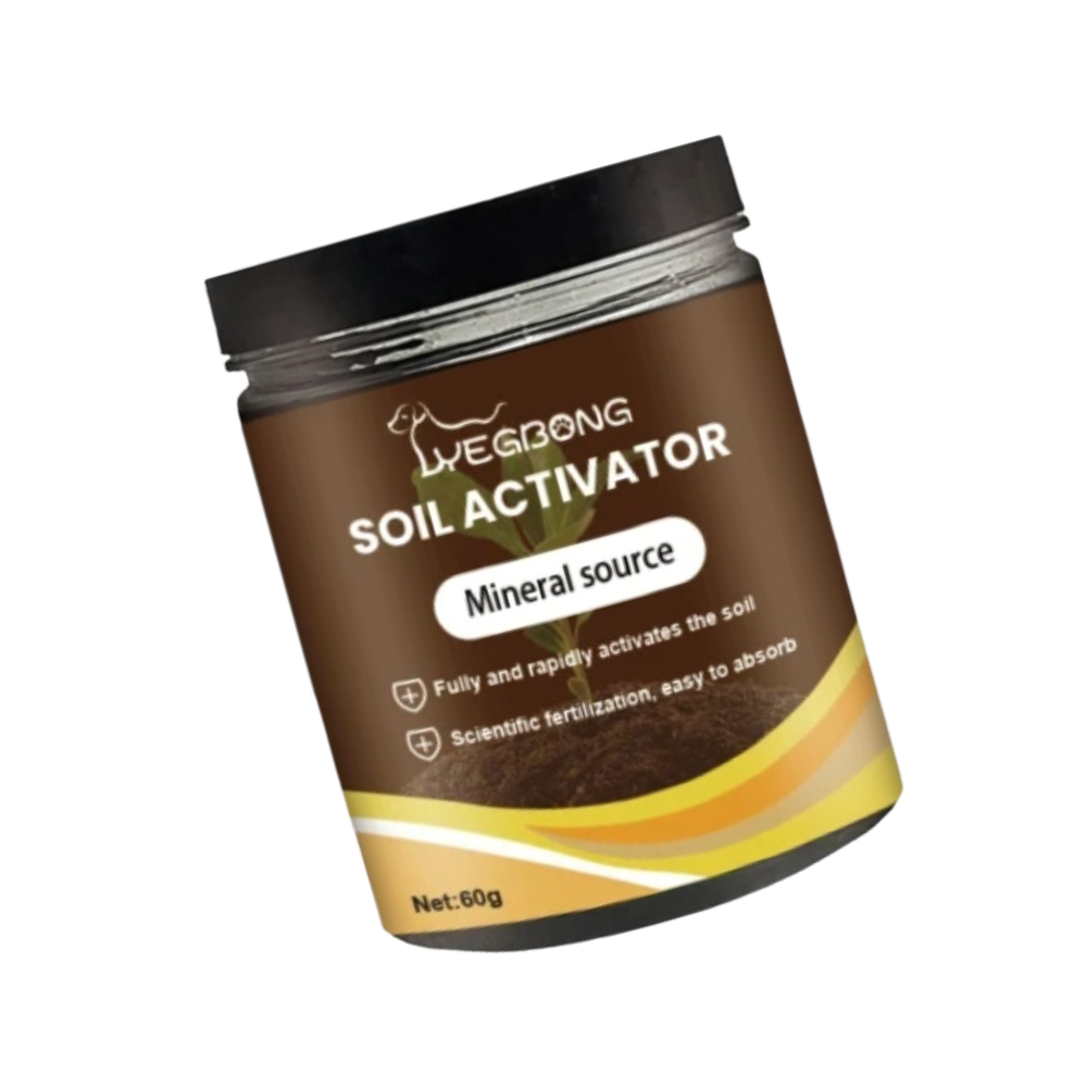 Ativador de solo orgânico da Soil Activator para jardinagem, embalagem de 60 g, promove nutrientes naturais para plantas saudáveis.