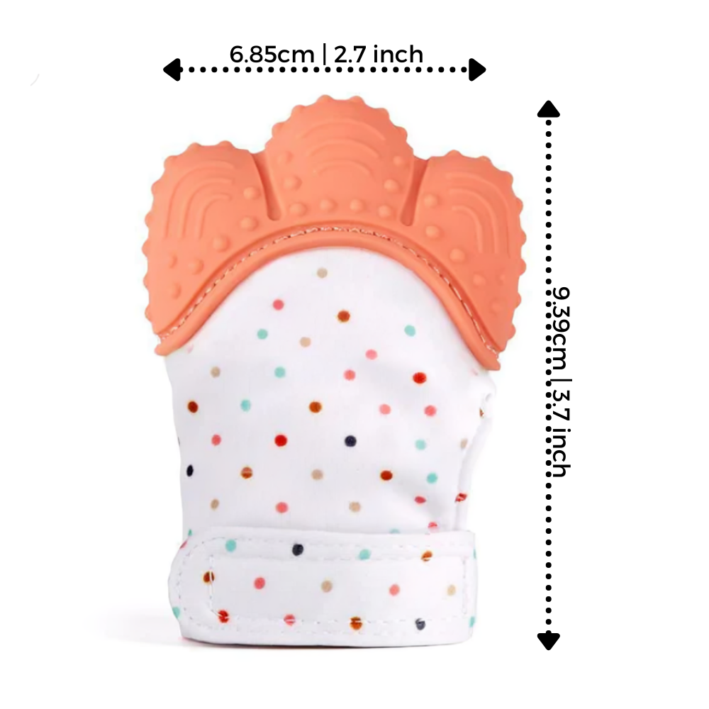 Luvas de dentição calmantes Yszodd com textura suave para aliviar a dor nas gengivas do bebê.