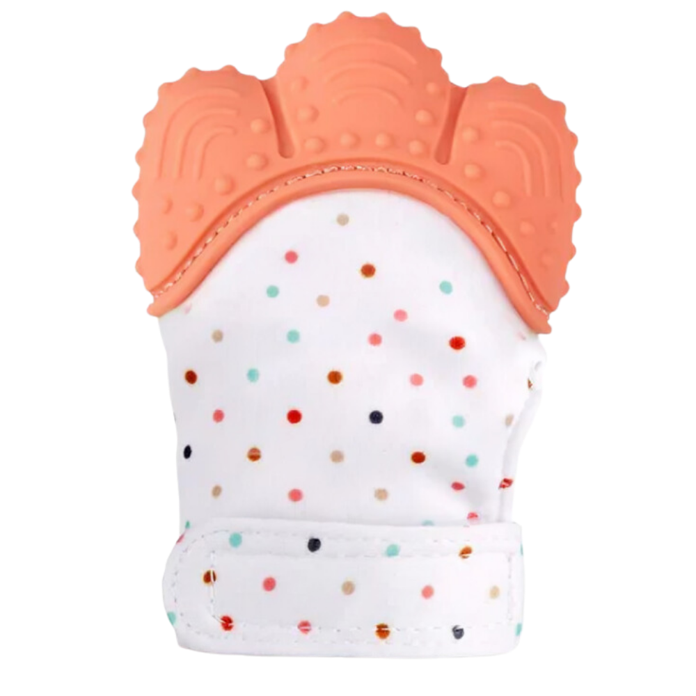 Anel de dentição Yszodd na cor laranja, com design que ajuda a aliviar o desconforto durante a dentição do bebê.