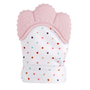 Luvas de dentição calmantes rosa da Yszodd, com textura suave e segura, para aliviar o desconforto na troca de dentes.