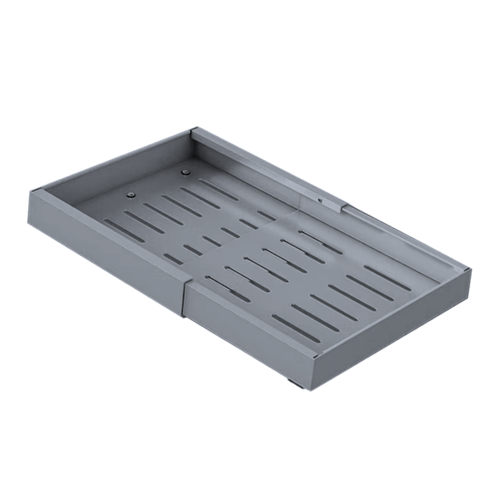 Organizador de armário deslizante SweetCandy para utensílios de cozinha, em cinza, com espaço eficiente para armazenamento.