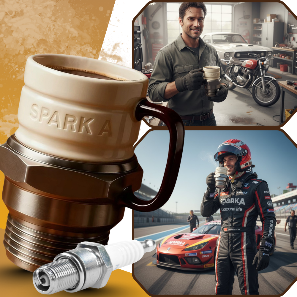 Caneca de decoração em forma de vela de ignição, estilo artístico, marca Homyl, com design criativo de peça automotiva.
