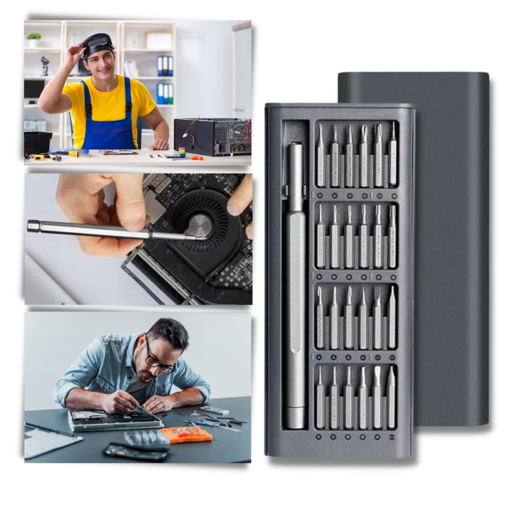 Conjunto de 24 tournevis de precisão da Spbpqy, ferramenta para reparos delicados, com cabos ergonômicos e pontas variadas.